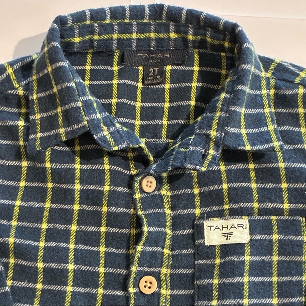 Tahari Toddler Flannel Shirt Blue Yellow Size 2T